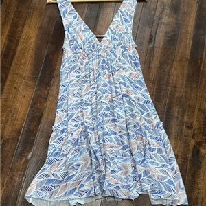 Millibon Blue and White Sleeveless V-Neck Sundress